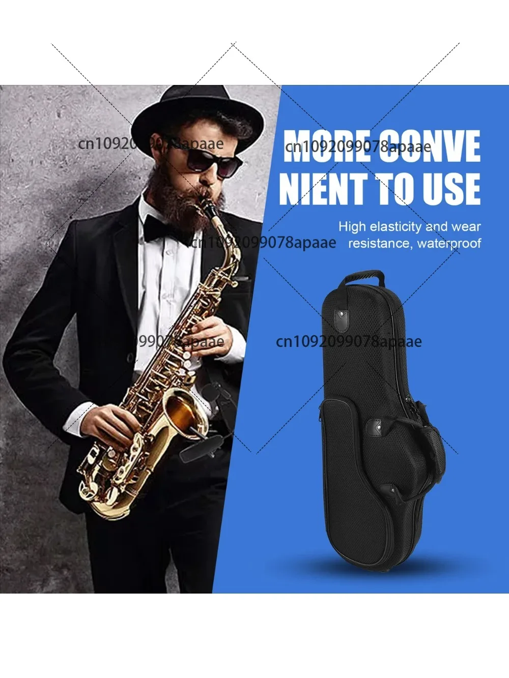حافظة ألتو ساكسفون من قماش أكسفورد المائي من AZZ، حزام كتف قابل للتعديل، صندوق حقيبة كبير محمول، غطاء حمل ناعم، أسود
