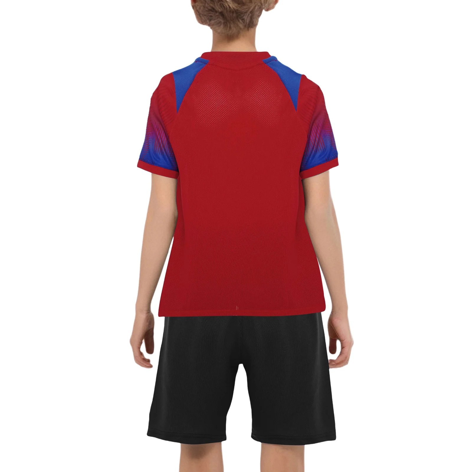 Set Olahraga Fashion Anak-anak Pakaian Olahraga Anak Laki-laki Seragam Latihan Sepak Bola Kaus Lengan Pendek Bernapas Cepat Kering dengan Celana Pendek Olahraga