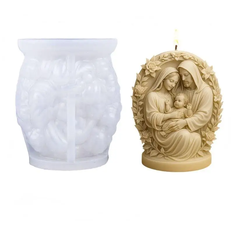 3D Mary Silikon-Kerzenform DIY Religiöse Figur Aromatherapie-Seife Duftkerze Gips-Handwerk Ornament-Form – Detail 4