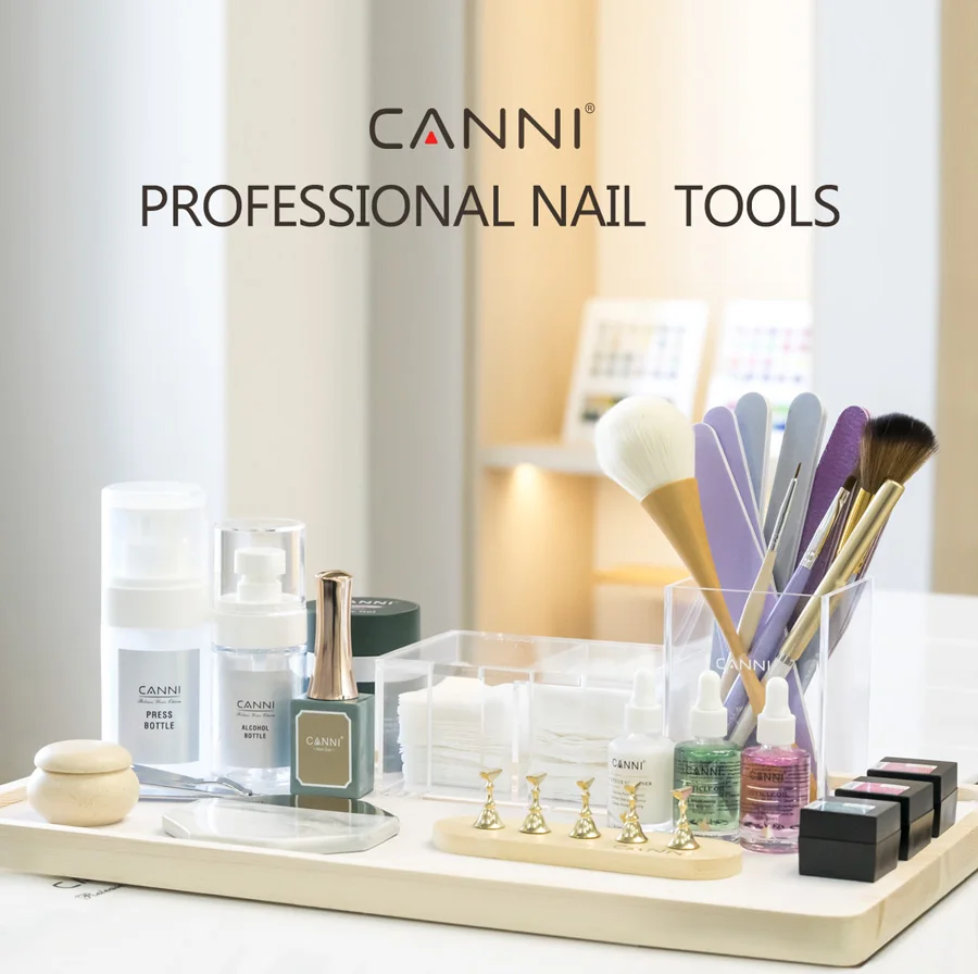 CANNI 9PCS Nail Art Organizer Set Manicure Storage Kit Tool Holder Display Stand Dust Brush Tray Salon Accessories For Nail Gel