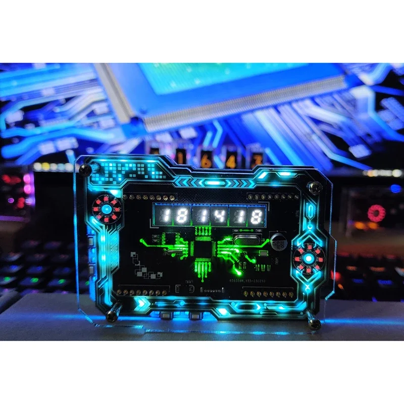 Cyberpunk RGB LED Nixie Fluorescent Tube Clock, Digital Table Display, Desktop, E-Sports Room Accessrespiration