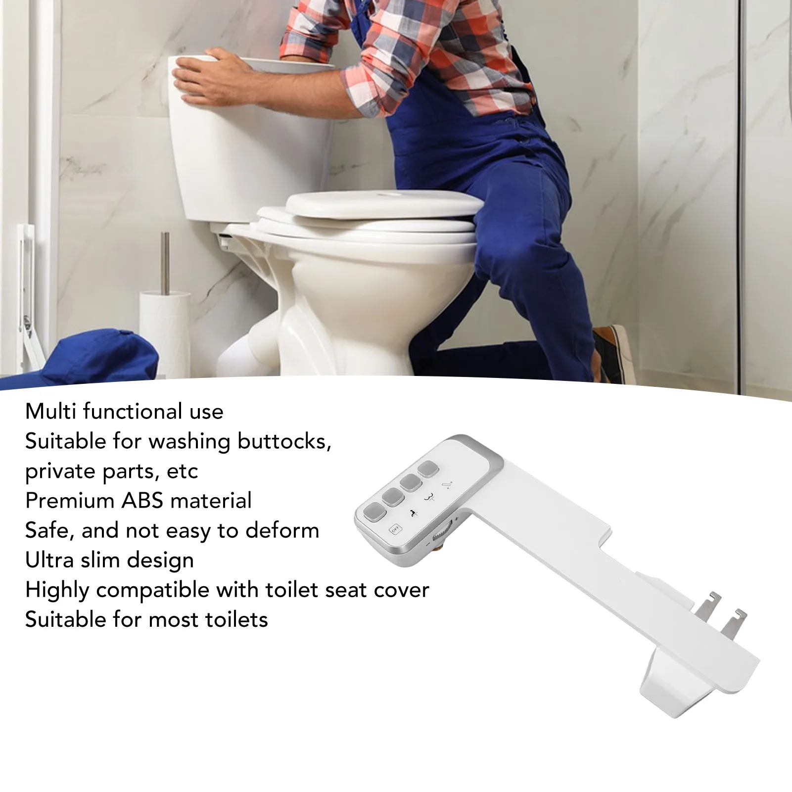 مرفق بيديت قابل للتعديل لضغط الماء بفوهة مزدوجة رفيعة للغاية ومفتاح واحد سريع التفكيك ومرفق مقعد المرحاض #1