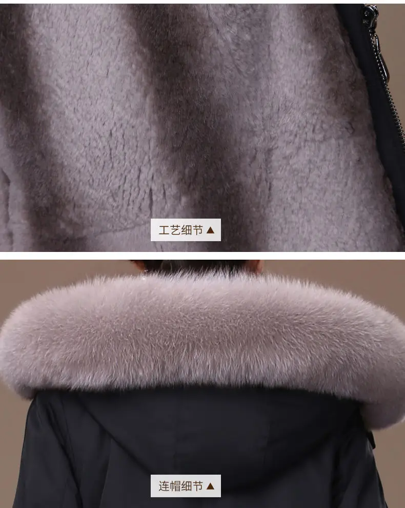 2023 Winter New Women Imitate Rex Rabbit Fur Removable Liner Parka Large Size Long Hooded Faux Fur Coat Thicken Warm Outwear