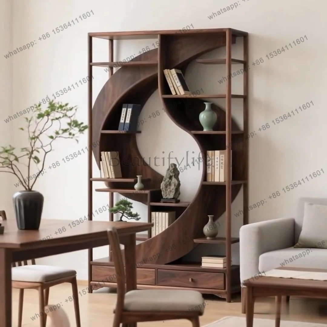 Scaffali semplici, armadi decorativi curvi in legno massello per soggiorno
