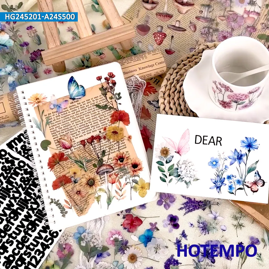 Pacote de adesivos de flores de plantas, Estilo transparente PET, Planejamento de Diário de Viagem Scrapbook, para a decoração criativa de DIY, Adesivos engraçados