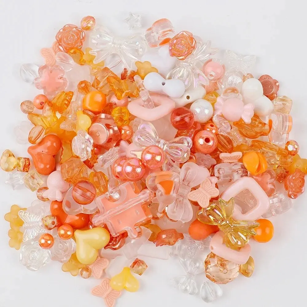 10g Random Mix Acrylic Beads Smile Heart Flower Beads For Phone Chain DIY HandmadeBracelet Jewelry Making Accessories