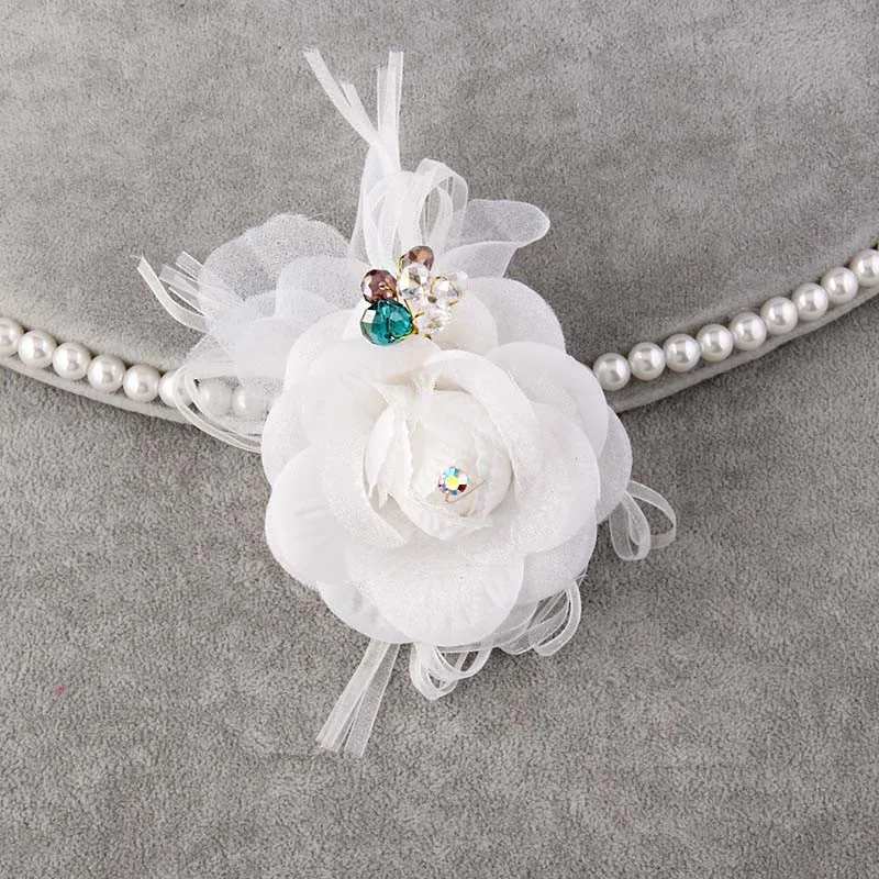 New Cloth Art Rose Flower Brooch Crystal Lapel Pin Performance Stage Corsage Luxulry Jewelry Brooches Pins Clothing Accessories
