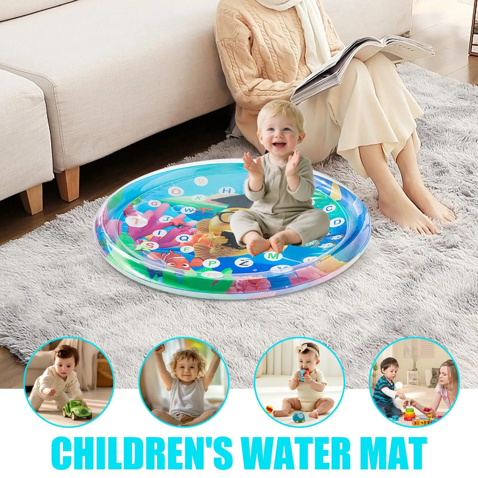 105 ซม.เด็กเล่นเสื่อน้ํา PVC เด็กวัยหัดเดินสนุกกิจกรรม Inflatbale Pad เด็กเล่นน้ําเบาะ Early การศึกษา Sensory ของเล่น