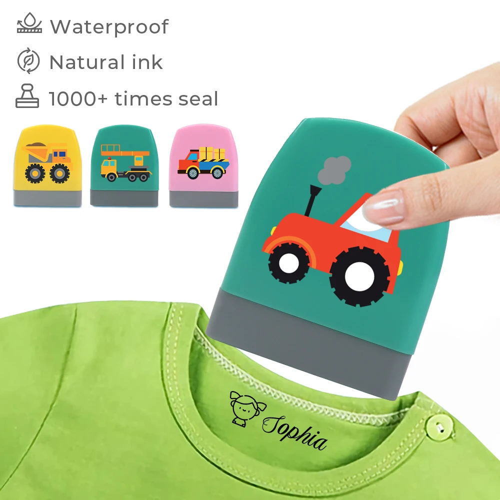 Colorful Cute Cartoon Dinosaur Personalized Name Stamp For Kids Child Baby Waterproof Non-Fading Kindergarten Clothing Name Seal