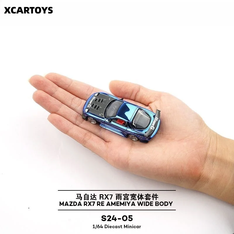 Xcartoys 1/64 Mazda RX7 FD RE Amemiya Chrome Finish Alloy  Miniature JDM Collectible Display Ornament Gift For Car Enthusiasts