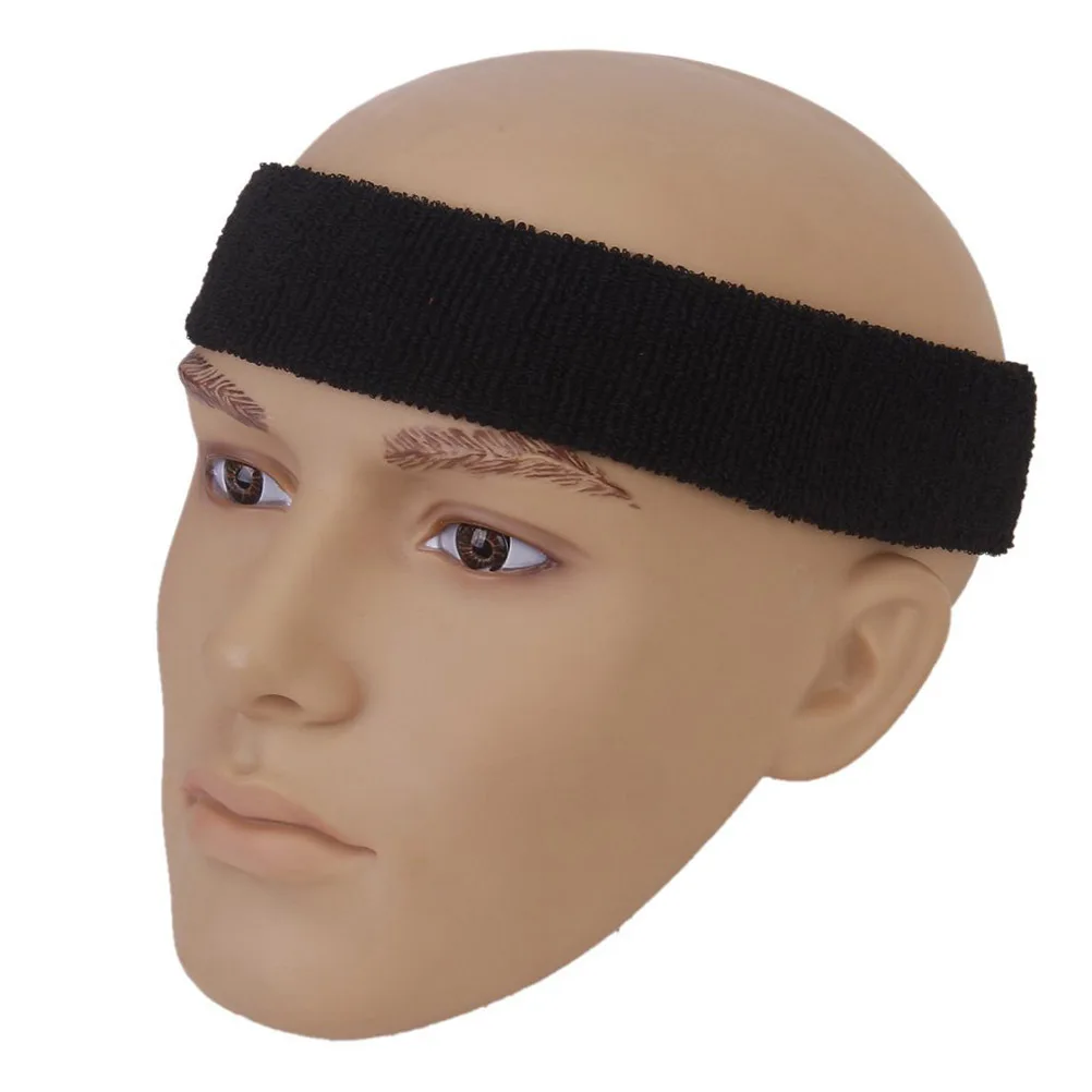 

Cotton Spandex Sports Headband Wristband Set Black 16.5X5Cm 9.5X6Cm Sweat Absorbent Soft Elastic Bracelet For Men Women