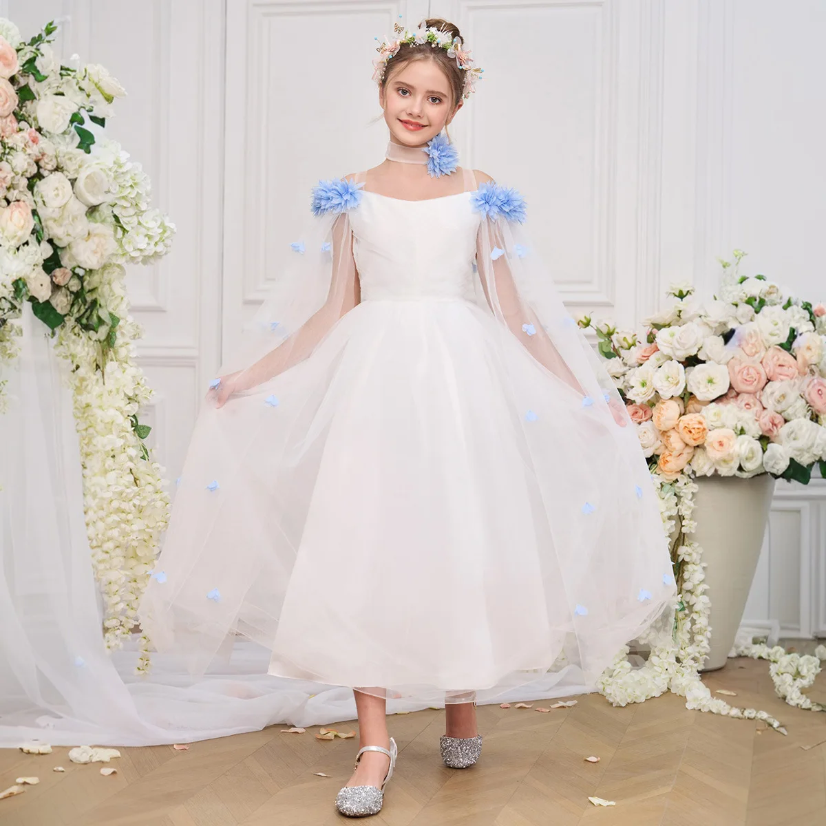 Luxury Young Girl Floor Length Elegant Party Flower Formal Dresses 8-12 Years Children's Graduation Wedding Bridesmaid Dress