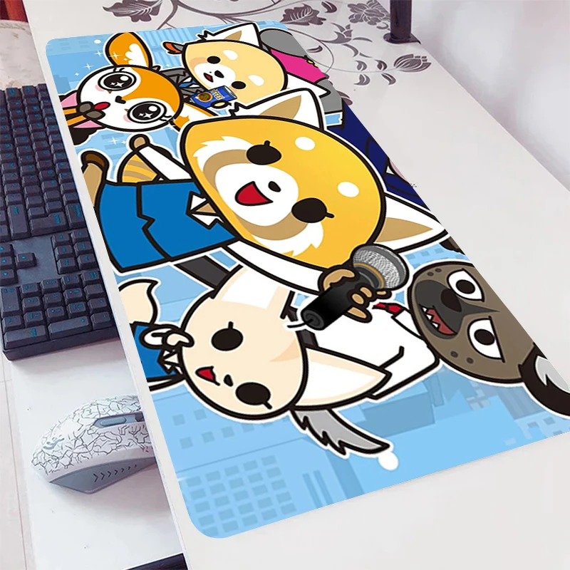 

Коврик для мыши с аниме Aggretsuko, нескользящий большой коврик для компьютерных игр, коврик для клавиатуры