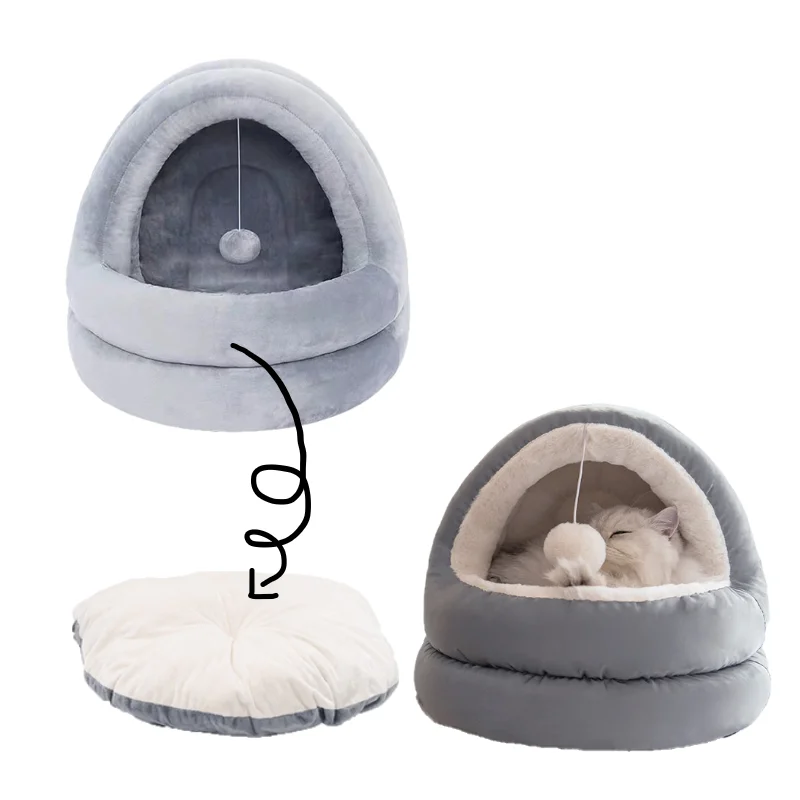 

Winter Plush Pet Dog Bed Cat House Cute Soft Half Enclosed Kennel Small Medium Dogs Cat Sleeping Bag Cosy Warm Nest Dog Supplies