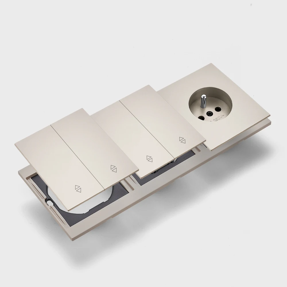 Skin Sensation France Integrated Panel Embedded Rocker Switch Power Sockets Button Light Switch Skin Feel Paint Wall Socket Home