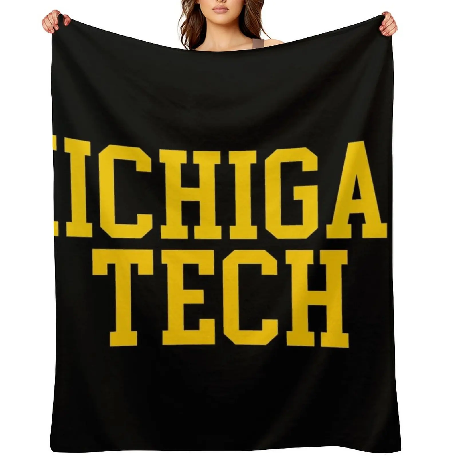 

michigan tech - varisty font curved Throw Blanket Hair Custom Moving Comforter Blankets