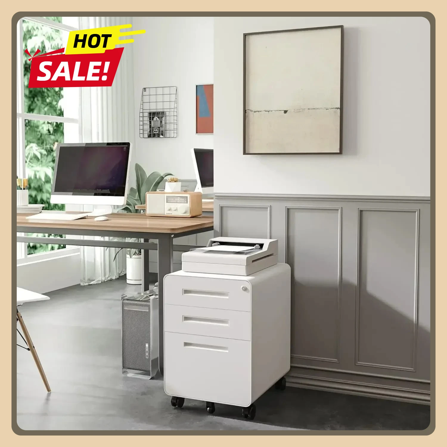 

3 Drawer File Cabinet, Metal Filing Cabinets, Small Rolling File Cabinet Under Desk Office Drawer with Lock for Home Office
