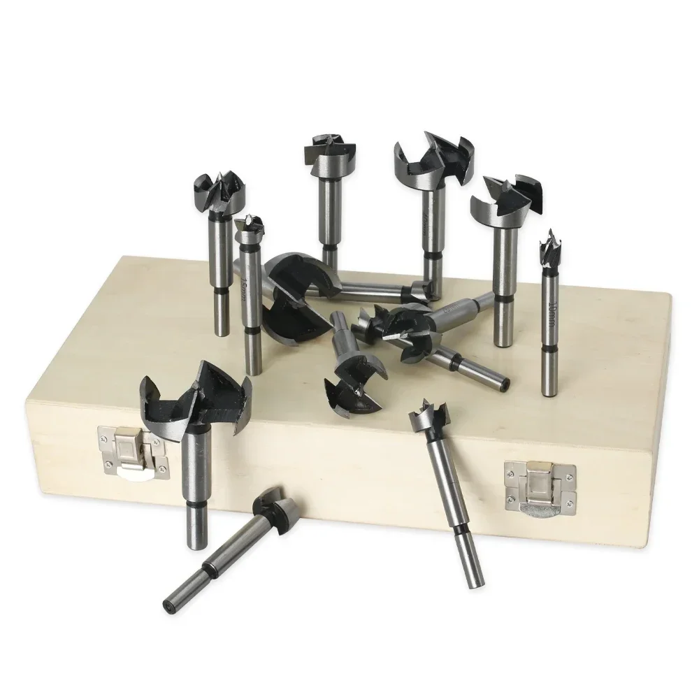 

15Pcs/set 10-50mm Forstner Woodworking Tools Hole Saw Hinge Boring Drill Bits Round Shank High Carbon Steel Cutter