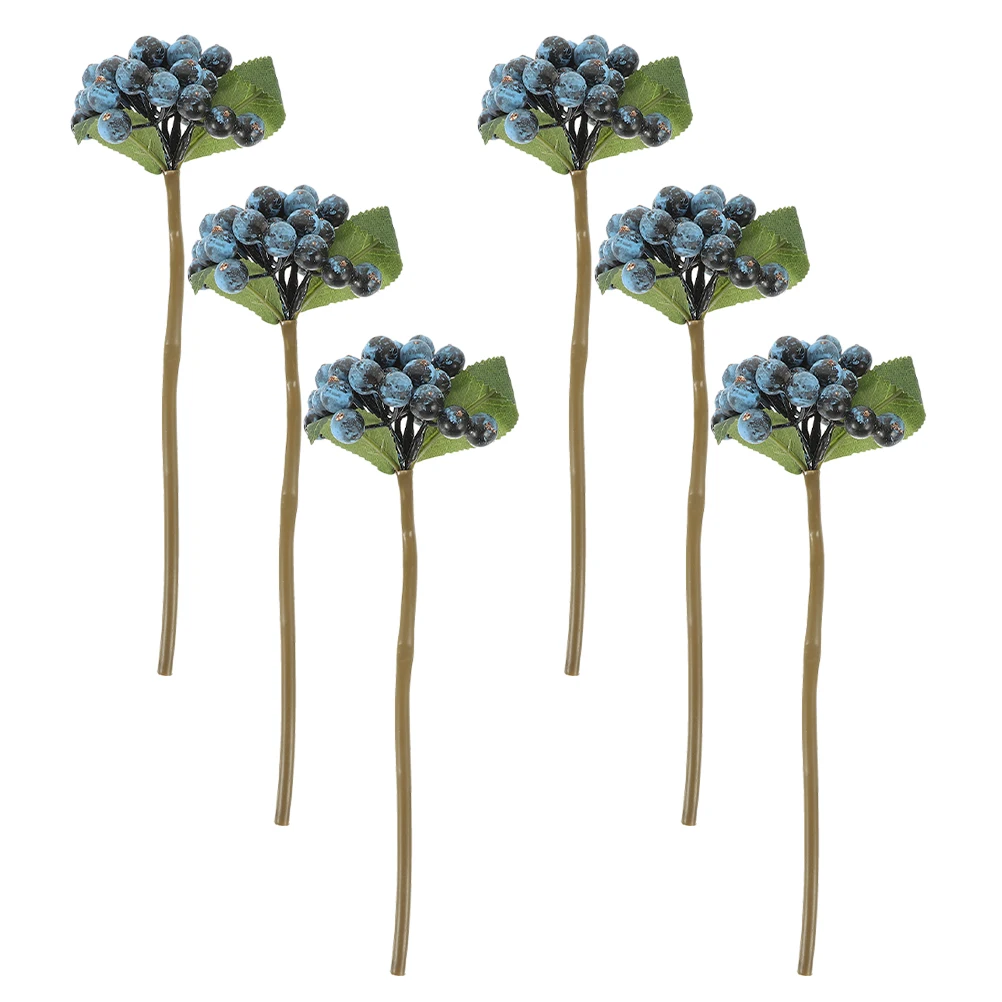 

6 Pcs Artificial Red Berry Picks Wall Flower Decor Christmas Fruit Stems Easy Arrange Gardening Supplies