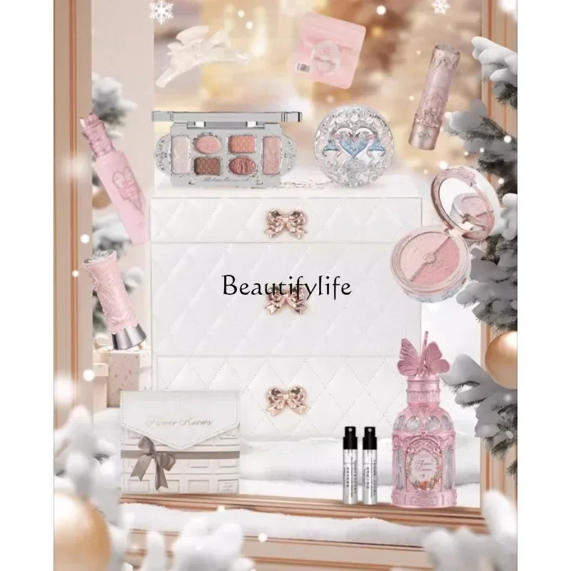 

[Christmas Gift] Flower Knowledge Snow Christmas Lip Glaze Concealer Blush Eyeshadow Makeup Gift Box