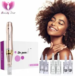 Elektrischer derma pen dr. pen ultima M5-C mikron adels tift mit 6pcs nadel patronen derma dr. pen hautpflege narben falten entfernung