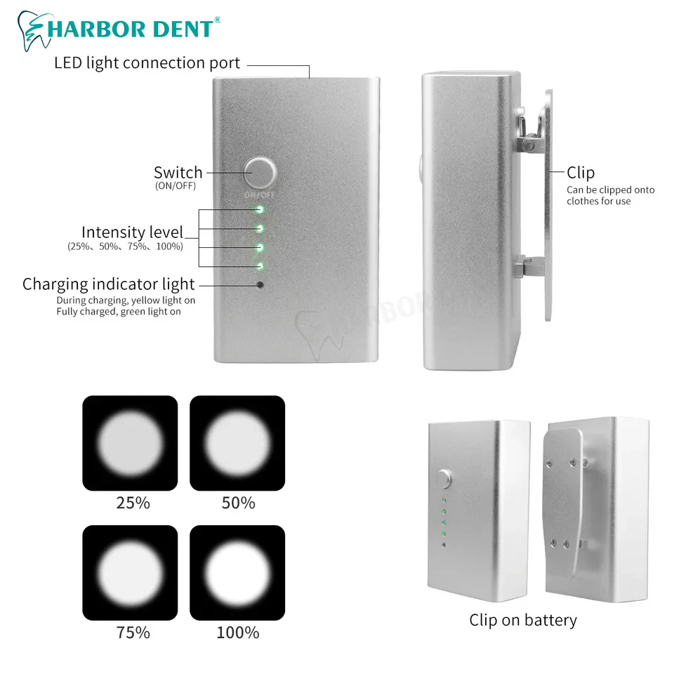 المصباح الأمامي لـ den tal 4.0X/5.0X Ergo Loupes 5W LED مشبك أضواء سطوع قابل للتعديل على أدوات طب الأسنان للبطارية #3