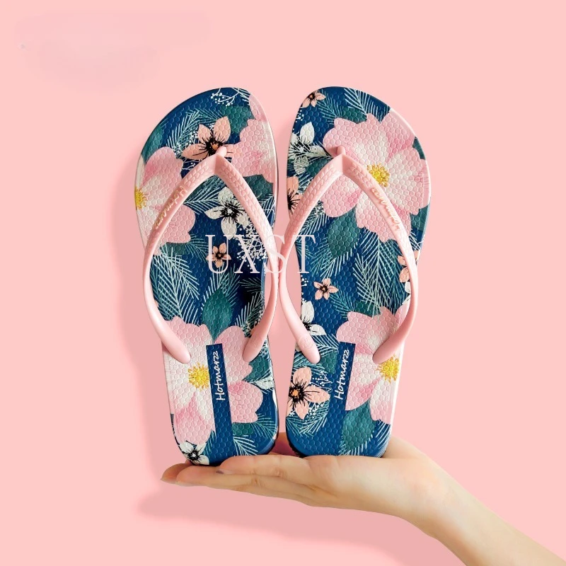 

Женские летние пляжные шлепанцы, пляжные модные тапочки, нескользящие сандалии для бассейна с принтом, женские тапочки