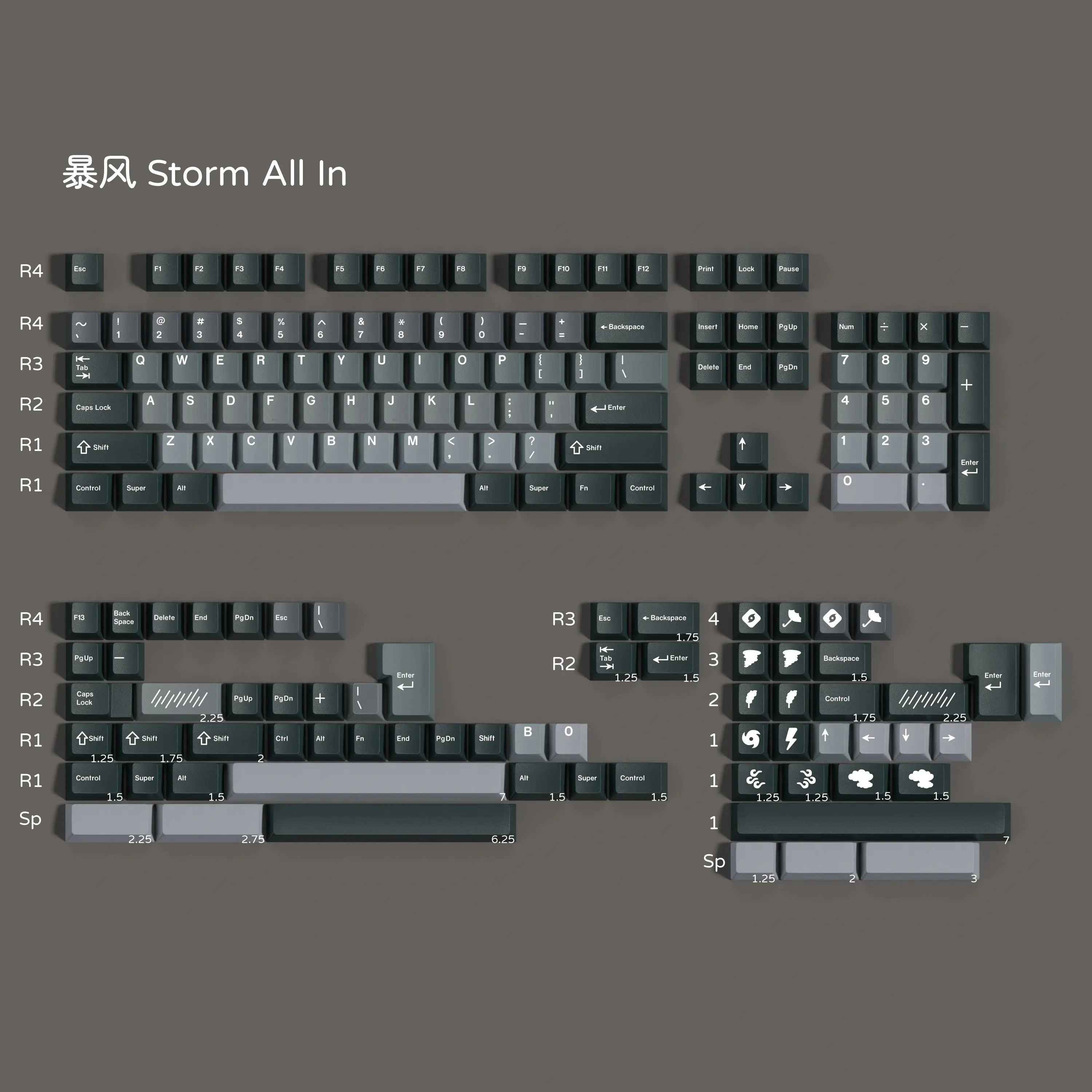 PBT Keycap GMK Storm Keycaps Cherry Profile Dye Sublimation Key Cap For MX Mechanical Magnetic Keyboard Split Space