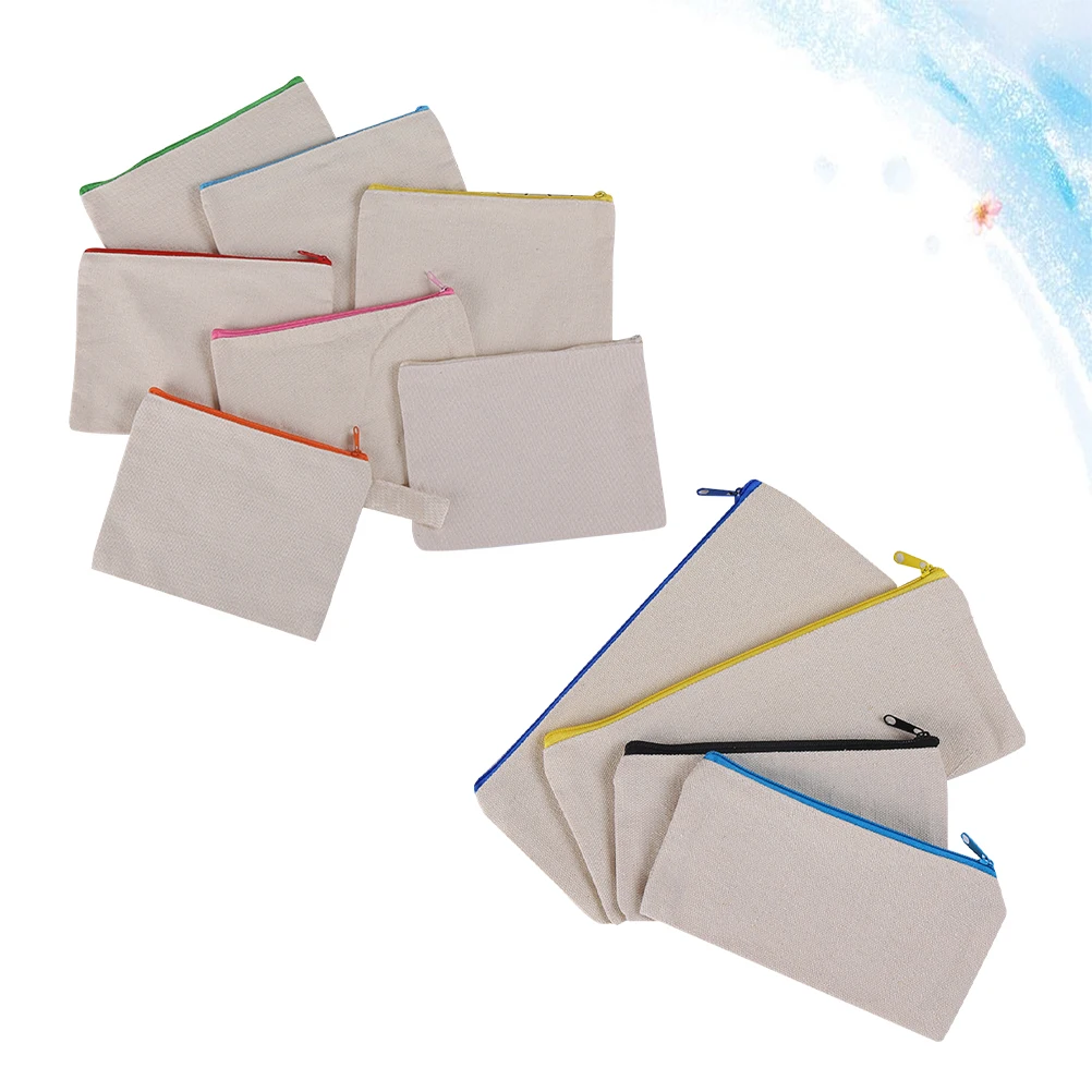 10 PCS Tote Bags Zipper Multifunction Pencil Case Large Capacity Pouch Blank Student