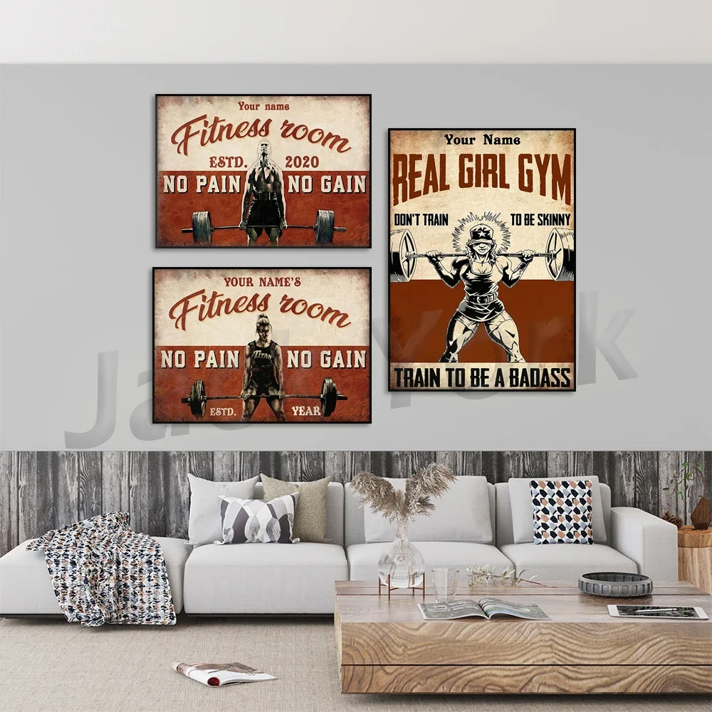 Personalized Custom Name Poster Gym Workout Fitness Weightlifting Poster  Gym Poster Wall Art Print Home Living Decor