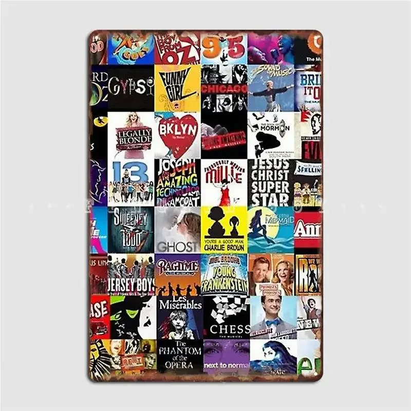 Musicals Collage Leggings Metal Plaque Poster Cinema Living Room Club Bar Vintage Wall Decor Tin Sign Poster