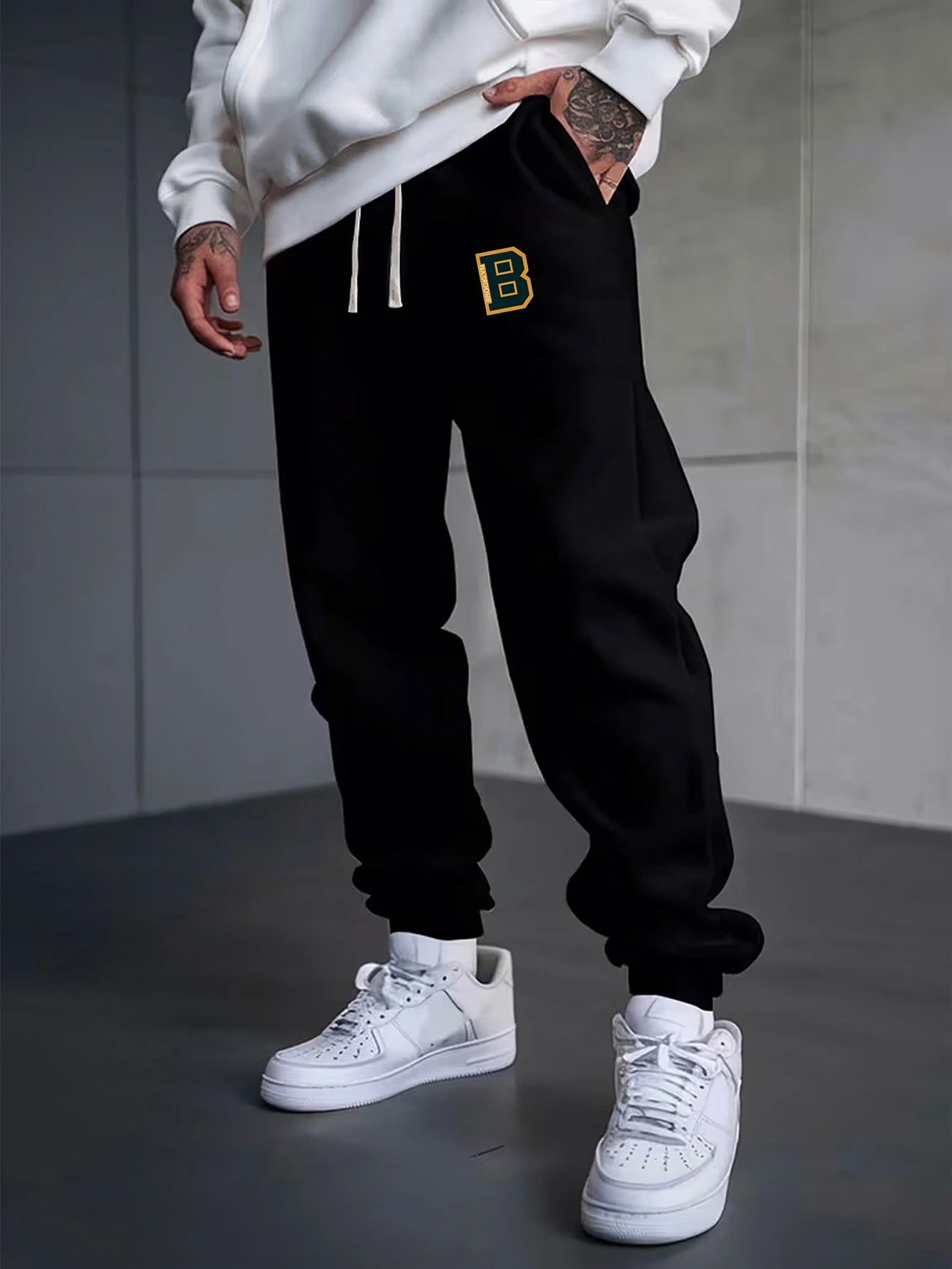 

Men's Spring and Autumn Season Fashion Casual Pants Personalized Printed Design Solid Color Versatile Casual Pants