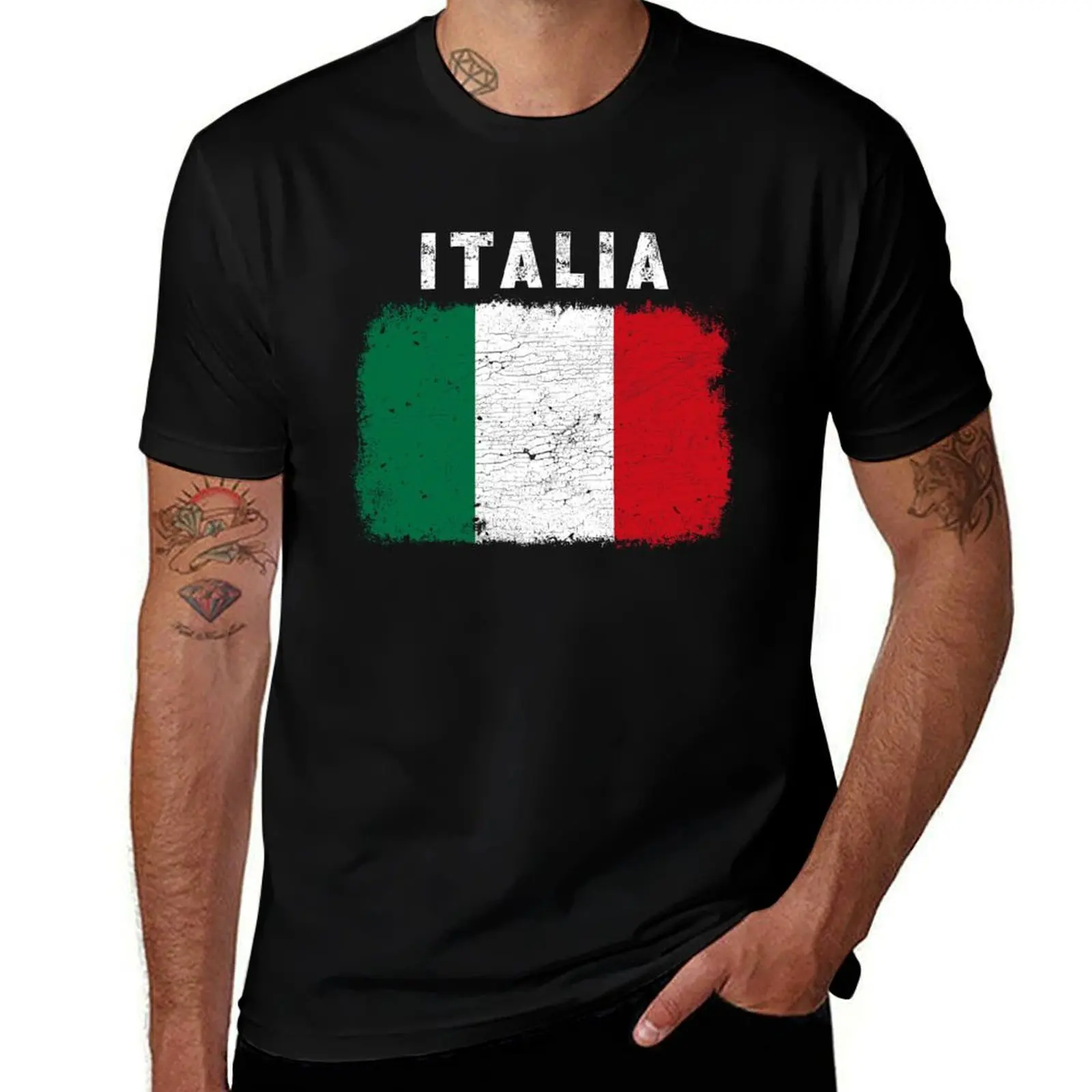 Italy Flag Pride Italia Flag Vintage Italian Flag Design T-Shirt Basic Short Sleeve for Men T-Shirt