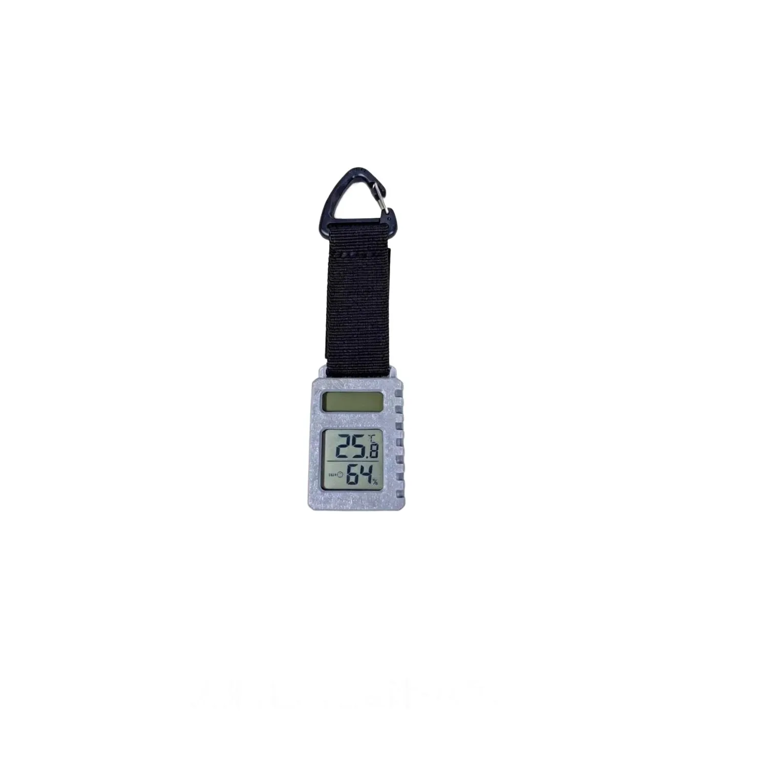 Compact Solar Thermometer Hygrometer with Carabiner for Hiking Camping Gear Integration and Real-Time Monitoring