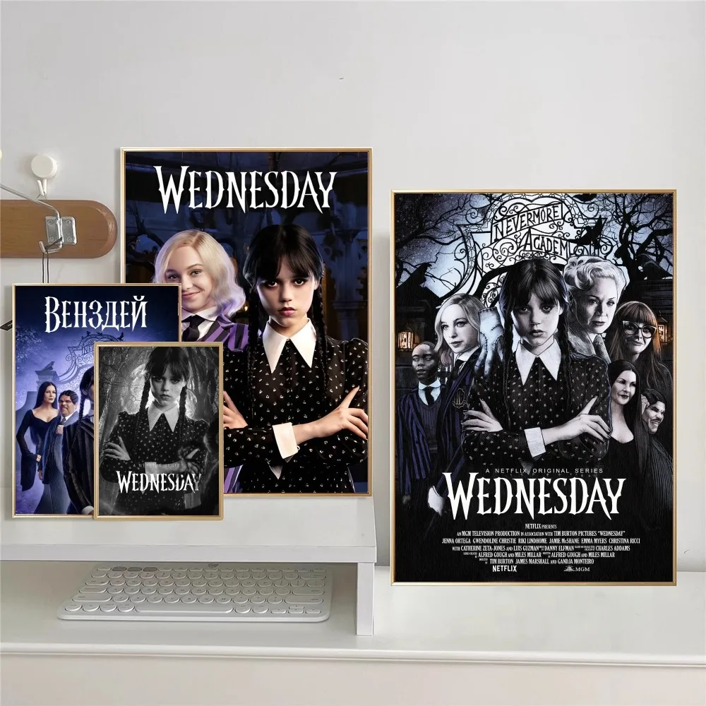 W-wednesdayS TV Show Self-adhesive Art Poster Retro Kraft Paper Sticker DIY Room Bar Cafe Stickers Wall Painting