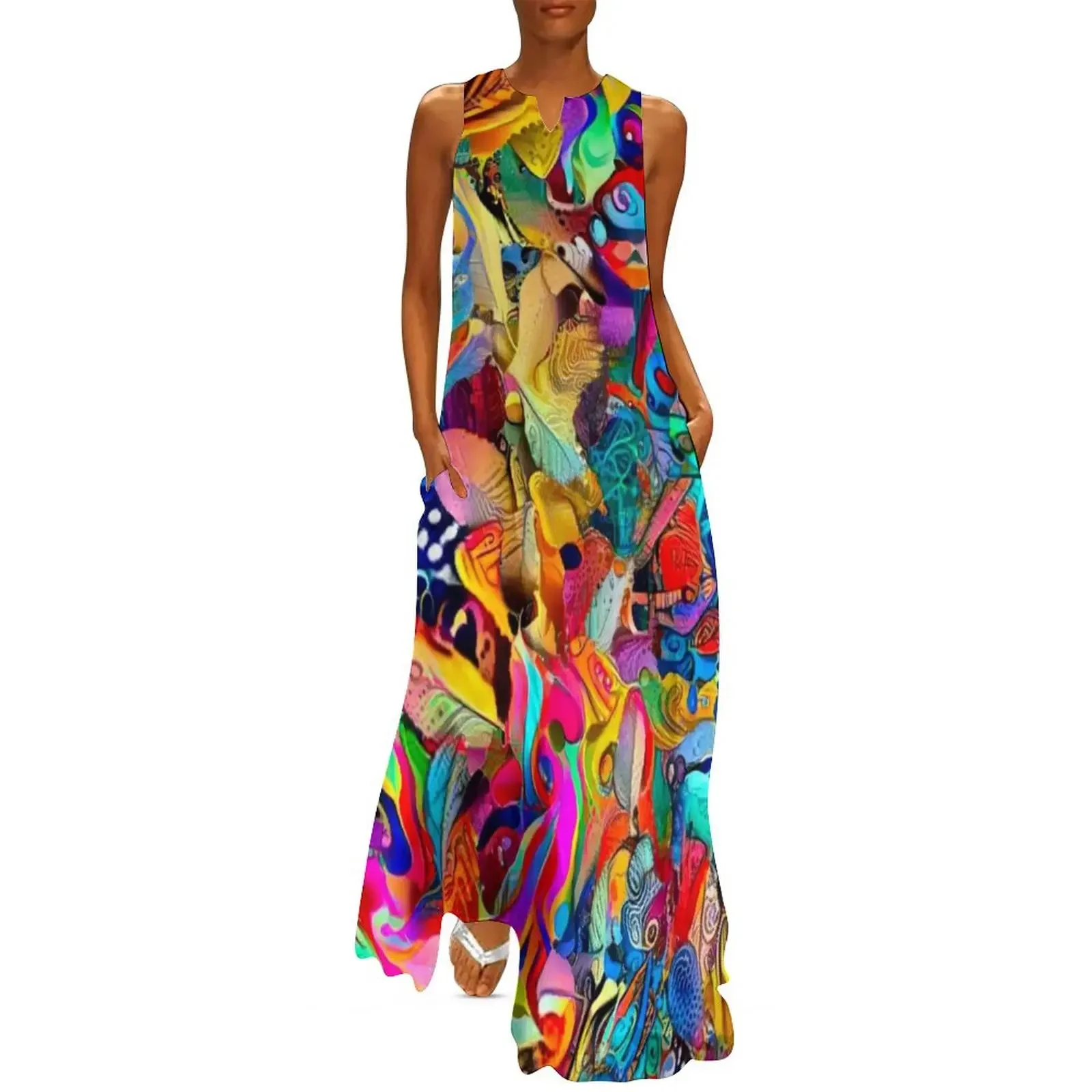 

Colourful chaos Long Dress summer clothes Evening gown Summer dresses for women Elegant gown Dress