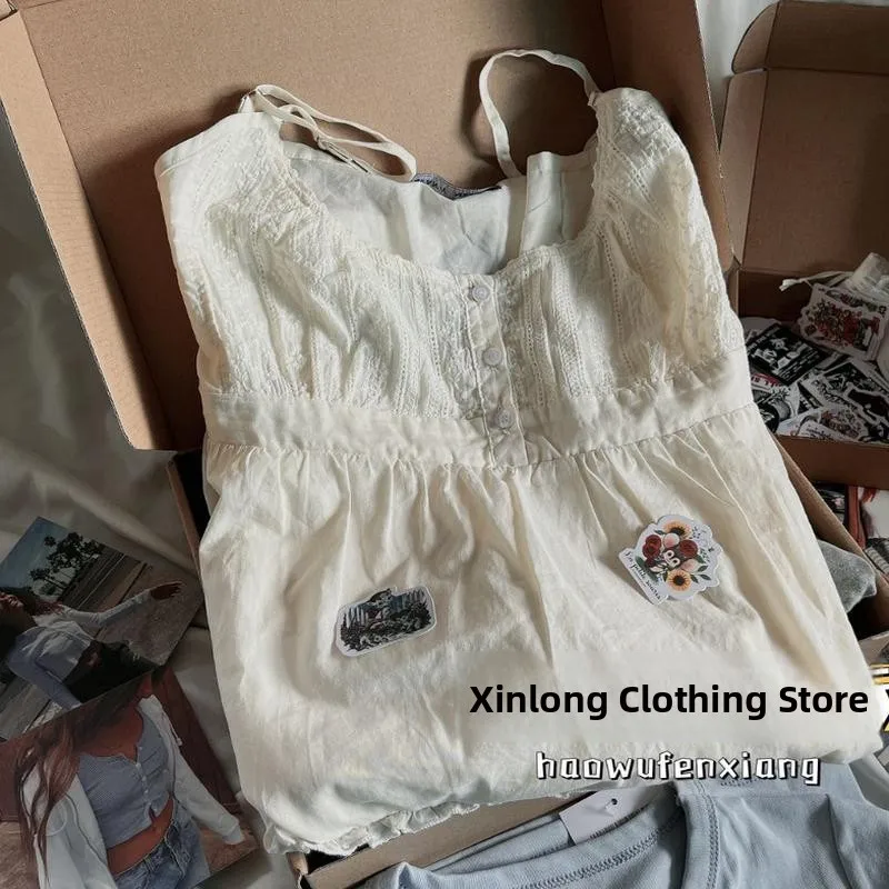 Vestido F Estilo BM com Decote em V e Detalhes em Renda, Saia em Camadas, Vestido Colorido Sem Mangas para Ocasiões de...