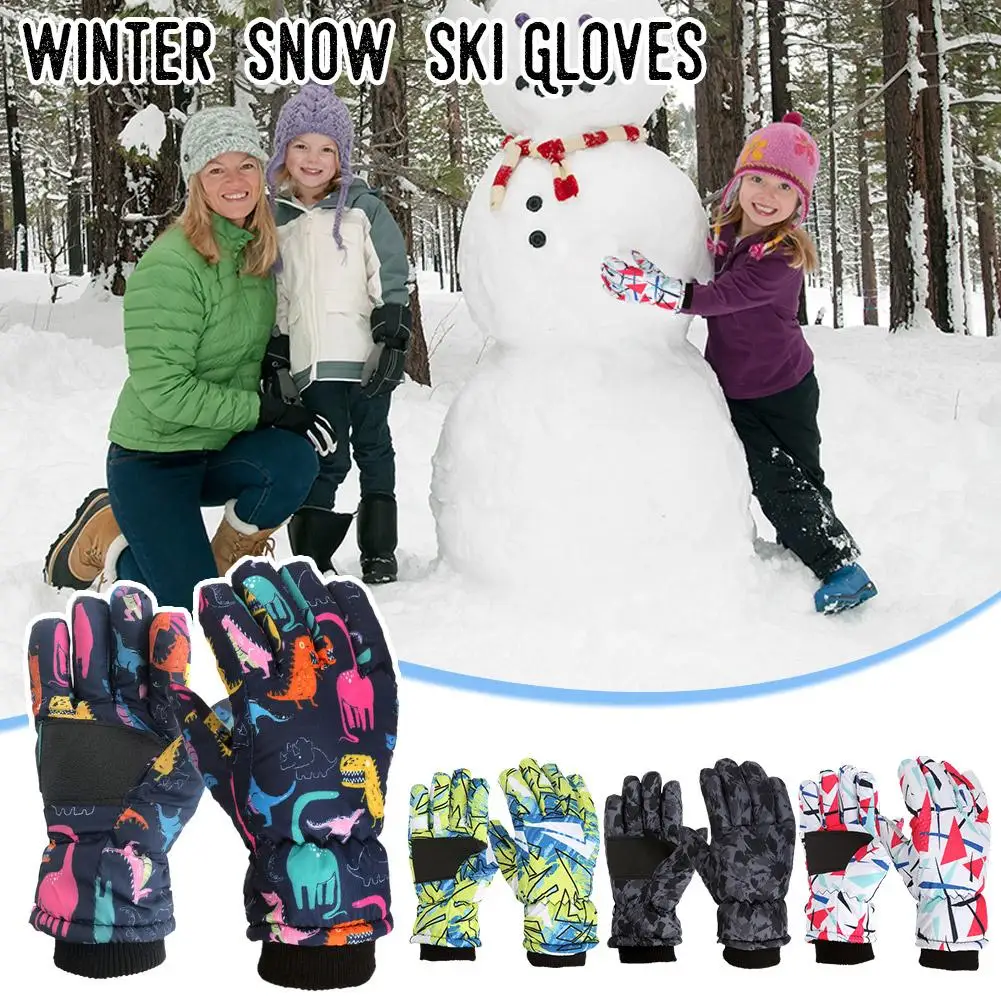 2024 New Winter Warm Children Ski Gloves Baby Sports Long-sleeved Snow Thicken Snowboard Windproof Mitten Glove Waterproof J0a0