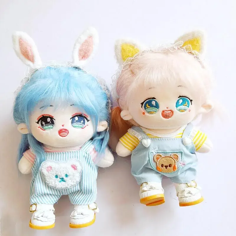 20cm Doll Clothes Accessories Fit Idol Plush Doll's Clothing Stuffed Toy Outfit Overall T-shirt Korea Kpop EXO Super Star Dolls