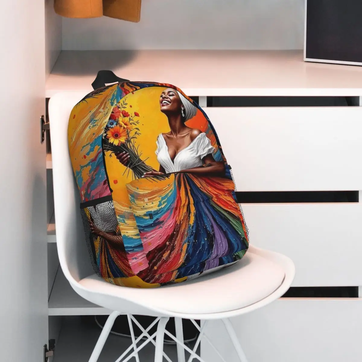 African Woman Dancing Oil Painting Backpack Student BookBag Children School Bag Laptop Shoulder Bags for Men Women