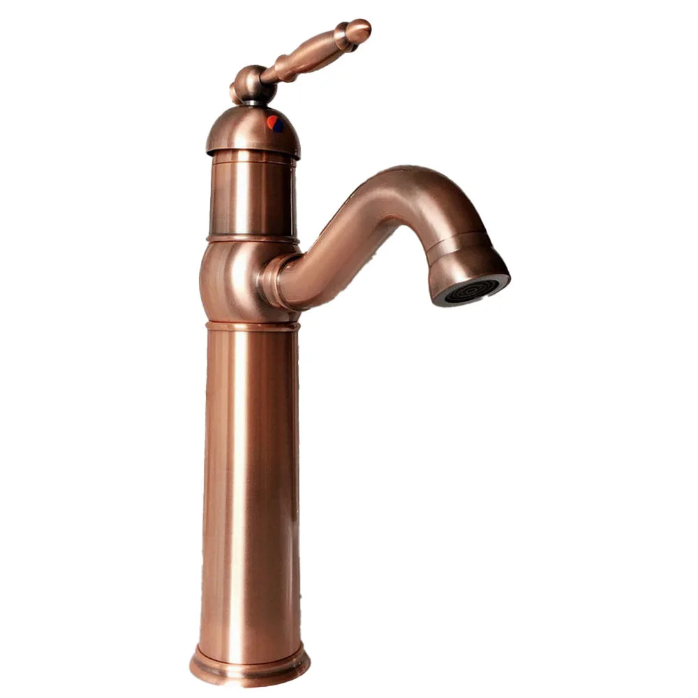 

Antique Red Copper Brass Single Handle Lever Bathroom Kitchen Basin Sink Faucet Mixer Tap Swivel Spout Deck Mounted mnf388