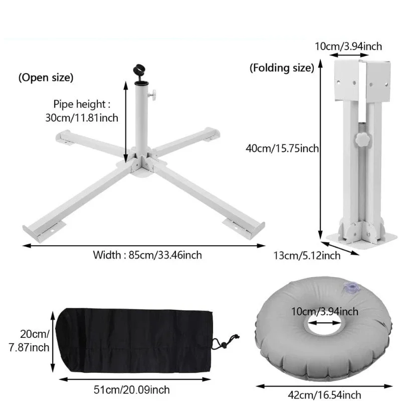 

Adjustable Portable Sunshade Umbrella Base Bracket Alloy Folding Waterproof Camping Beach Large Size Universal Outdoor Tools