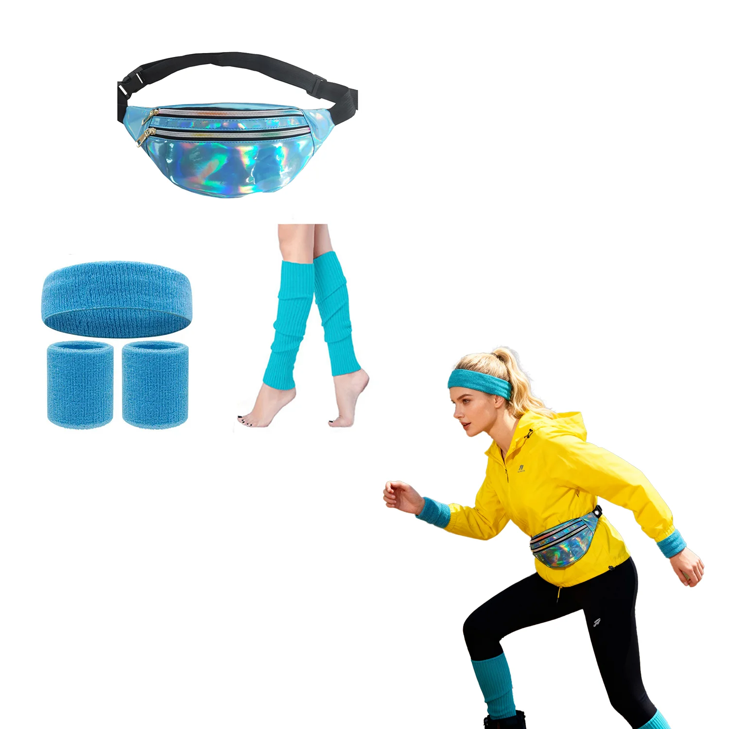 

80s Neon Leg Warmers Set for Women Knit Pink Leg Warmers Pack Headband Wristbands for Kids Party Costumes pokemon go