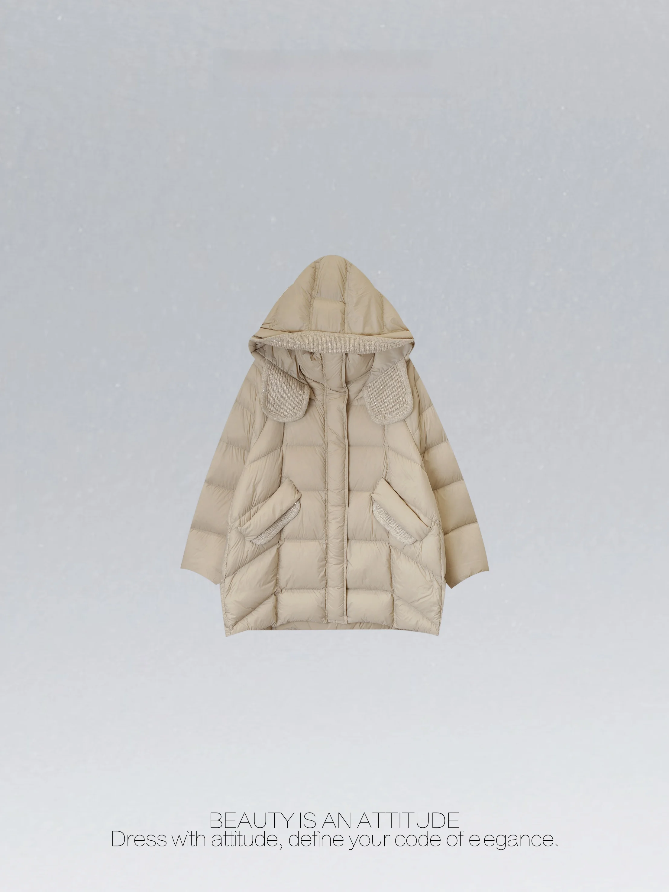 

Warm Mid-Length Du down Jaet Luxury Sle 90% White Du Feather Women's Winter Coat Thiened Warmth Ele Design