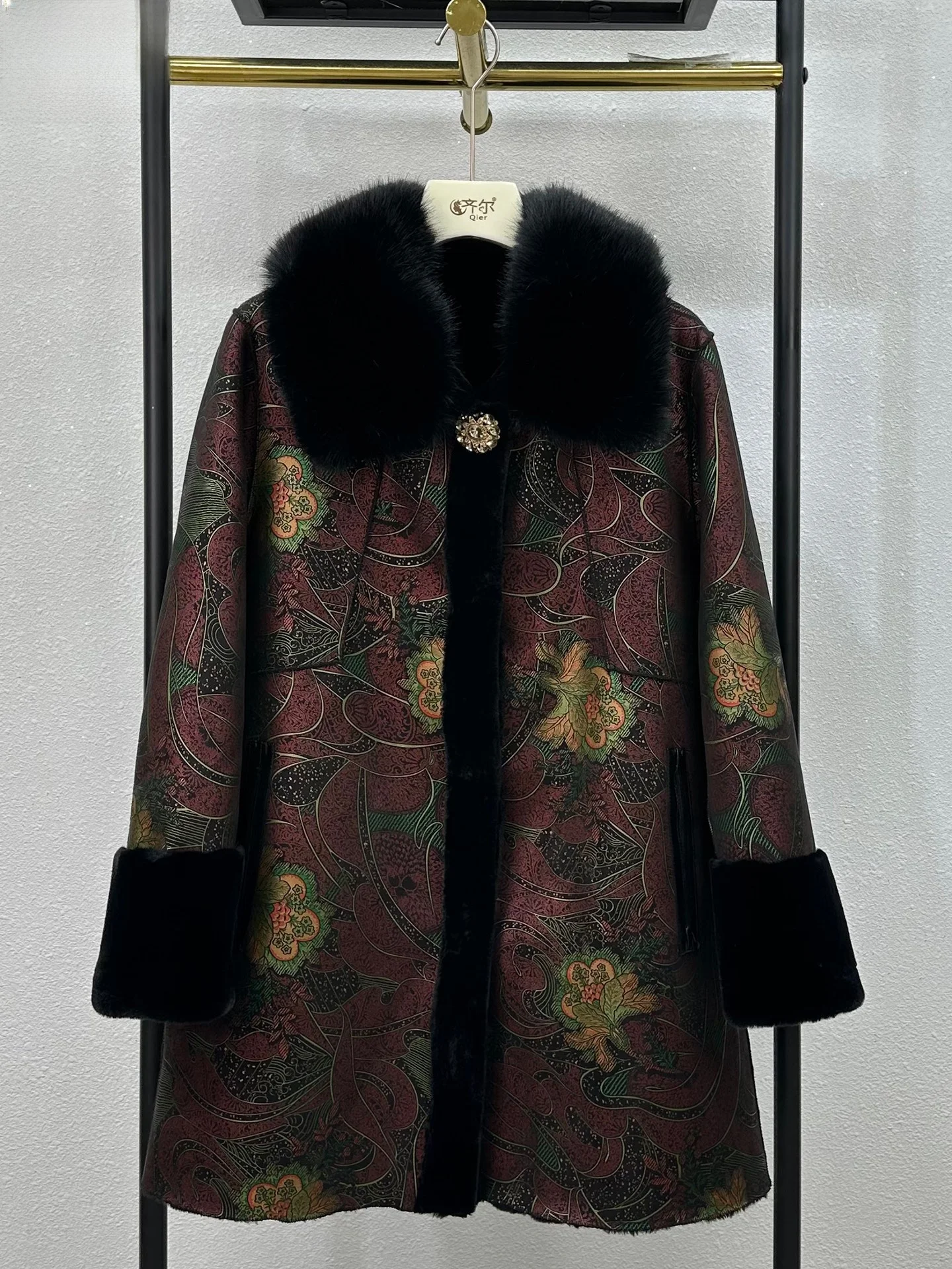 

Ele Lamb Fur Coat Long Middle-aged And ly Women's Clothing Full Size Water Rabbit Fur Inteated Skin And Hair Coat