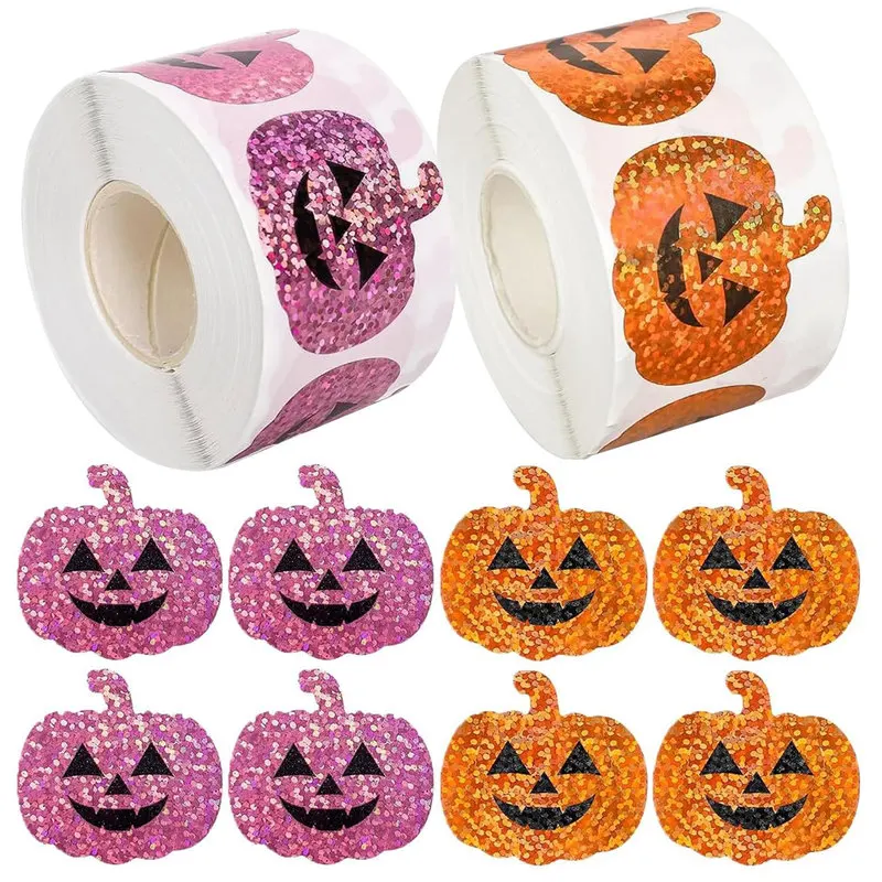 Halloween Laser Pumpkin Roll Stickers Envelope Magazine JournalDIYDecoration Halloween party supplies