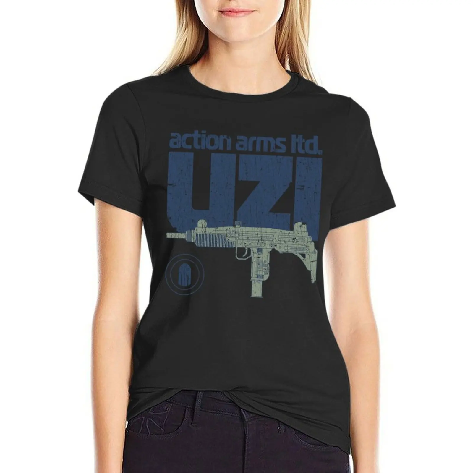 Action Arms Ltd. Uzi 1980 T-Shirt tops summer clothes hippie clothes korean fashion Womens clothing