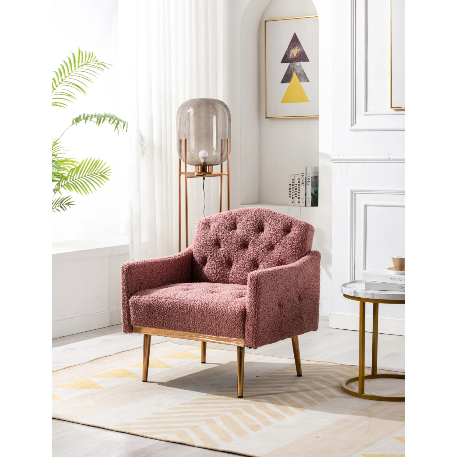 COOLMORE Accent Chair, Leisure Single Sofa with Rose Golden Feet - Stylish and Comfortable Seating Option