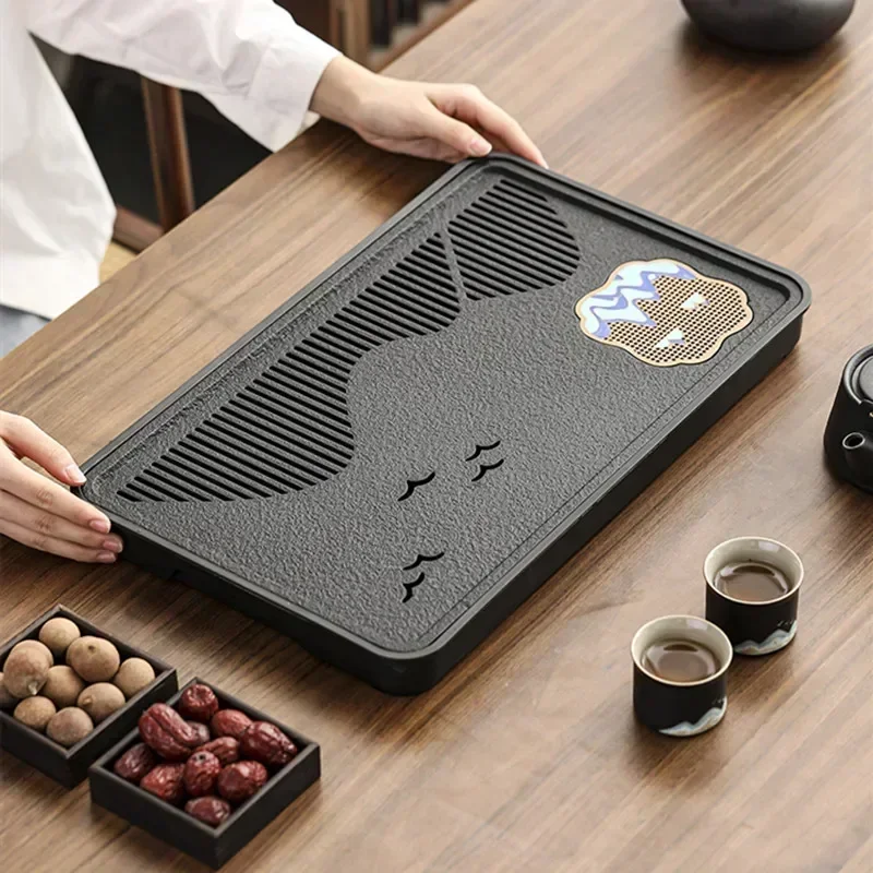 Chinese Brewing Tea Tray Home Office Tea Accessories Teaware Supplies Luxury Stone Water Storage Tea Tray Water Storage Drainage