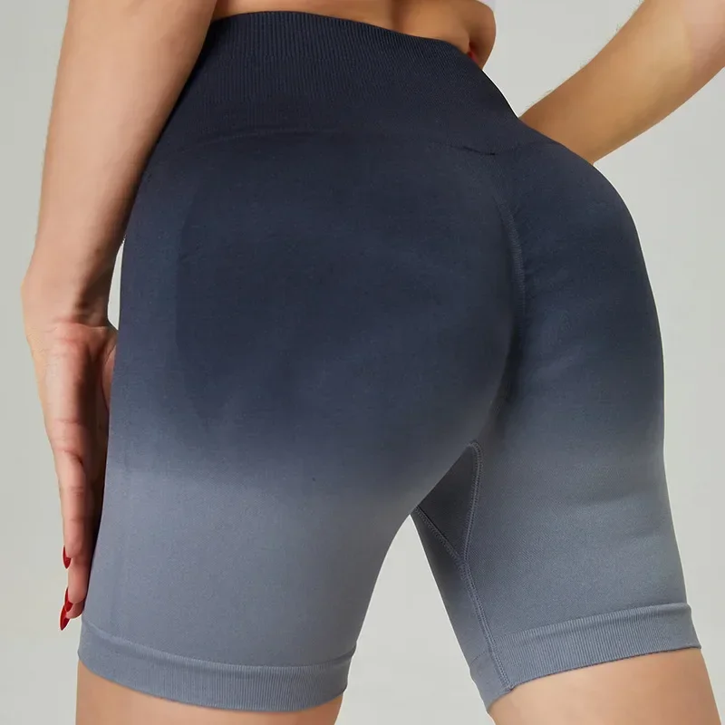 New High Waist Gradient Shorts Peach Hip Tight Outdoor Fitness Sexy Yoga Shorts Workout Shorts  Biker Shorts for Women YSDRS15